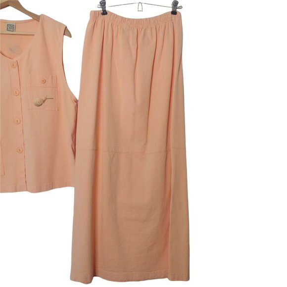 Viva City L Outfit Vest Skirt Short Sleeve Shirt Snail Textile Art Peach USA - Picture 5 of 11